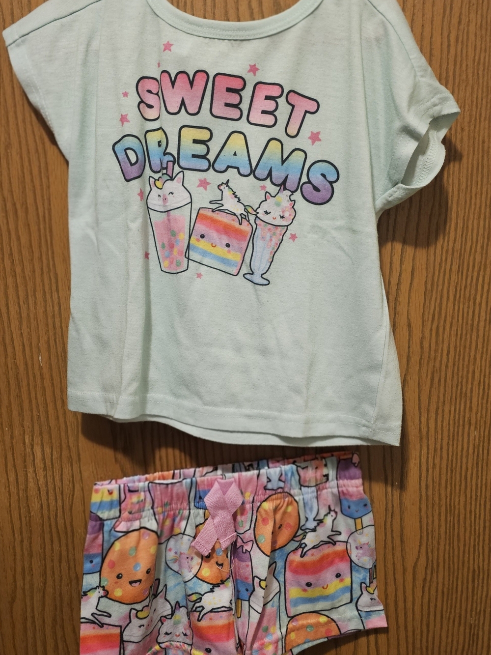 The Children's Place Mint Pajama Set with Rainbow Dessert Print